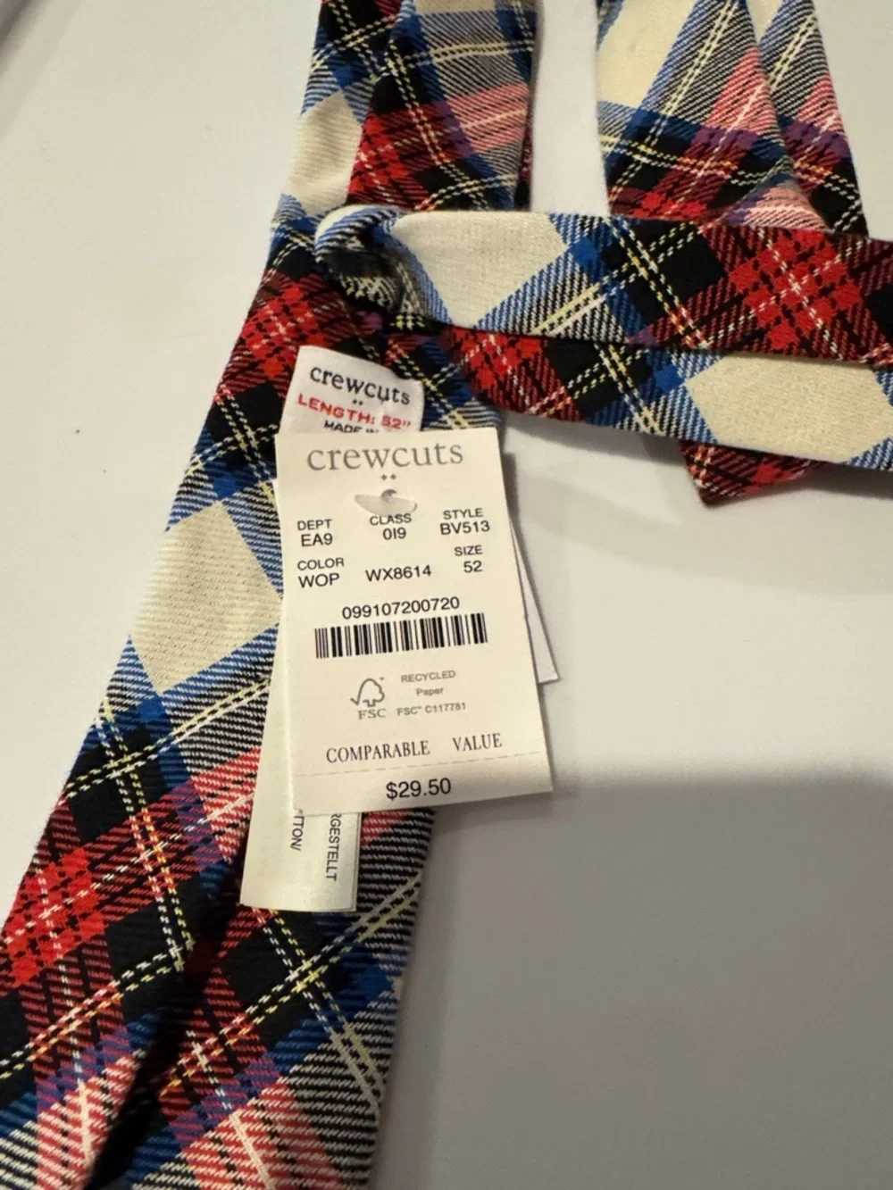 NWT J Crew Crewcuts Boys Tartan Plaid‎ Tie Classic Preppy Cotton Holidays